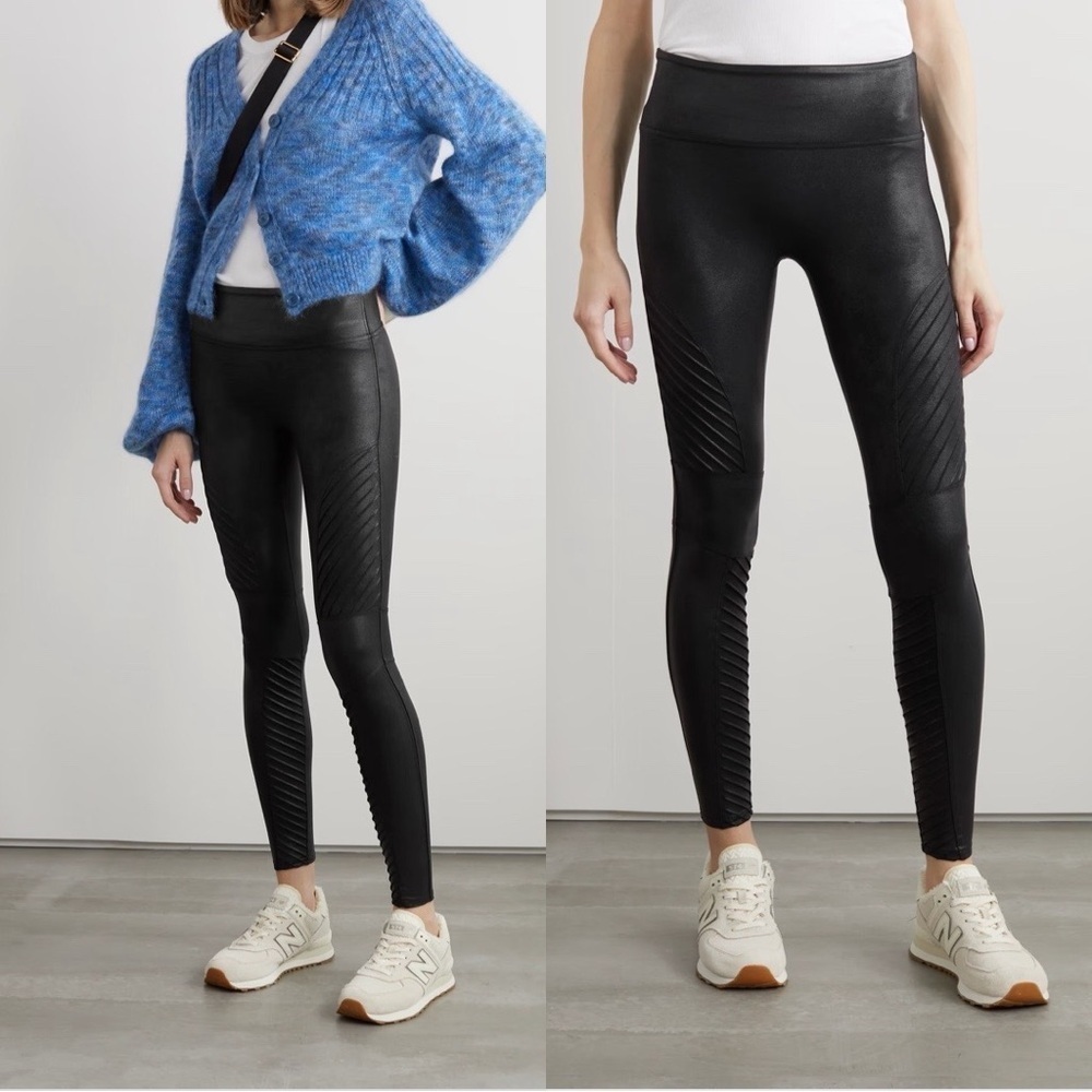SPANX High Rise Faux Leather Black Moto Leggings Sz 2x